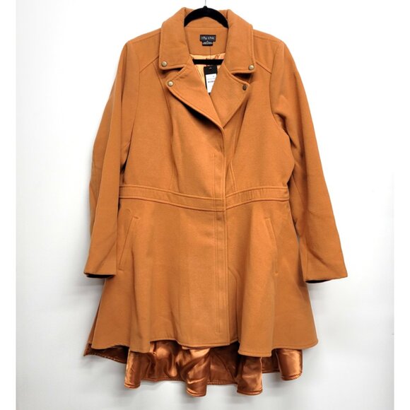 NWT City Chic Deep Caramel Hi Lo Frill Coat size 18 - Picture 8 of 12
